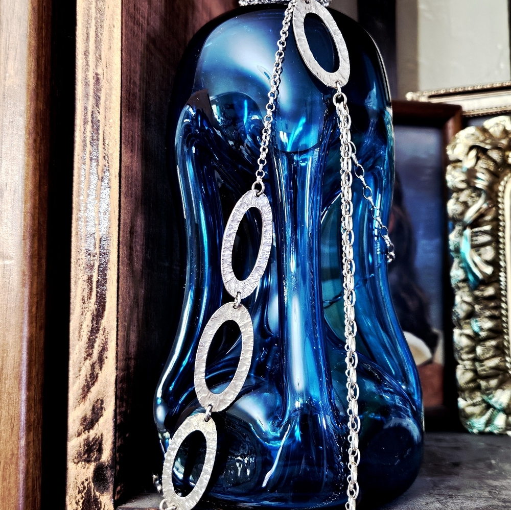 VTG 925 SS 2009 Silpada Catalog Large Hammered Oval Link 3-Tier Necklace N1720